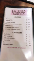La Nona Parrilla Libre Y Rotisería menu