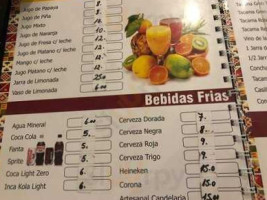 Fusion Andina menu