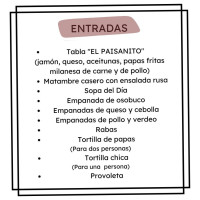El Paisanito menu