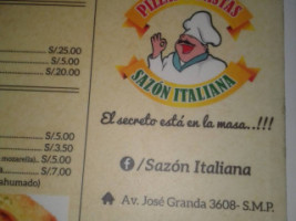 Sazon Italiana menu