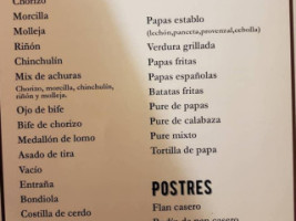 El Establo San Vicente menu