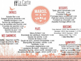 Marcel à Table menu